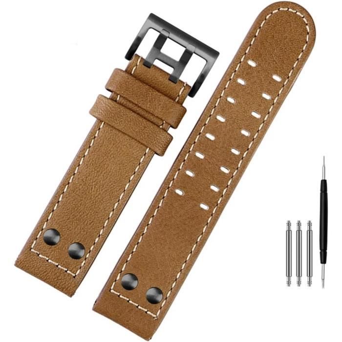 Bracelet de montre en cuir marron clair haut de gamme,bracelet de montre vintage,bracelet de rechange en cuir 18 mm, 20 mm, 22 mm, 24 mm - France Bracelet de montre en cuir marron clair haut de gamme,bracelet de montre vintage,bracelet de rechange en cuir 18 mm, 20 mm, 22 mm, 24 mm - France