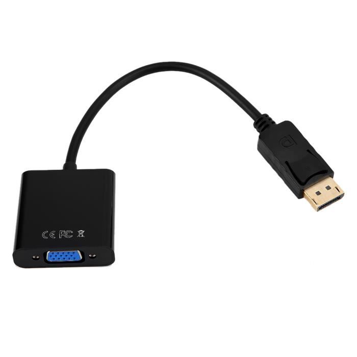 Câble DisplayPort Vers VGA 1080P 2m - Adaptateur Plaqué Or Nylon Tressé Pour PC, Ordinateur Portable Et Moniteur