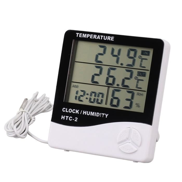 Thermomètre Hygromètre Numérique CNANRNANC - Plage -30 à 50°C - Humidité 20-100% - Cadran 13 Cm - Pour Intérieur/extérieur
