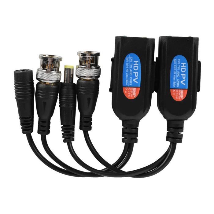 Lot 5 Paires Baluns Vidéo Passifs BNC - Compatible AHD/TVI/CVI 1080p - Pour Caméras Surveillance CCTV