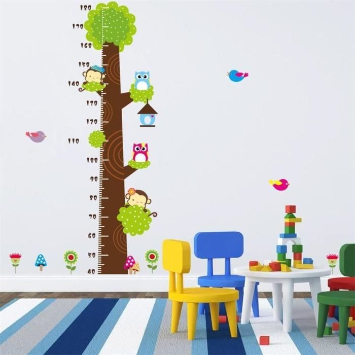 Toise pour enfants - Autocollant mural animaux de forêt - Décoration de chambre d'enfant
