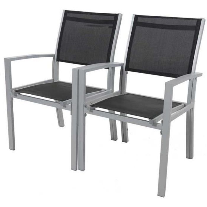 fauteuil de jardin en aluminium et textilène "tropic" - lot de 2 - habitat et jardin