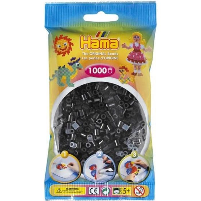Perles à repasser Hama - Sachet de 1000 perles moyennes noires - Marque HAMA - A partir de 6 ans