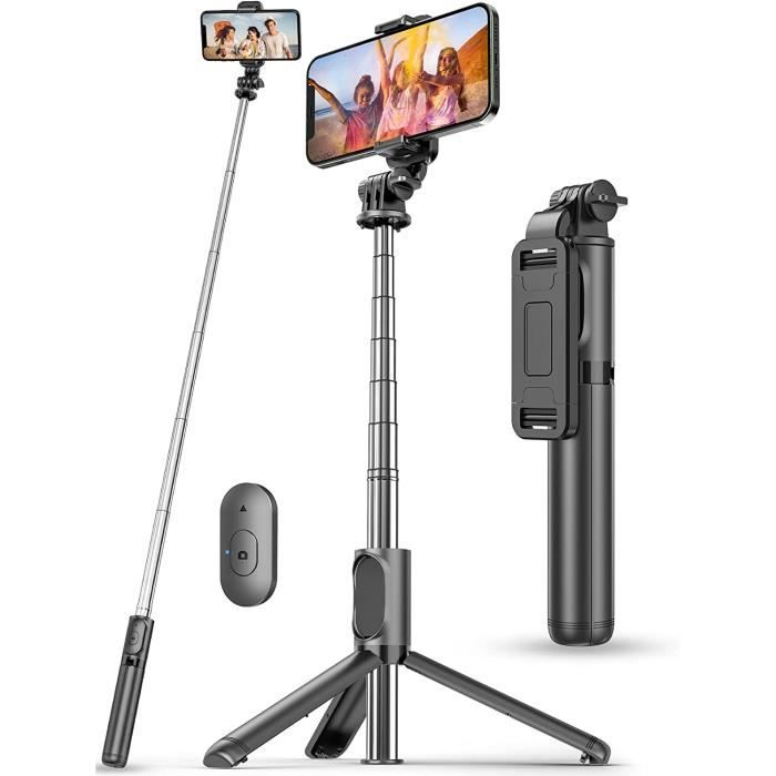 Perche Selfie avec Lumière, Perché à Selfie Trépied Smartphone Bâton Selfie  Extensible Télescopique 360° Rotation pour iPhone et Android