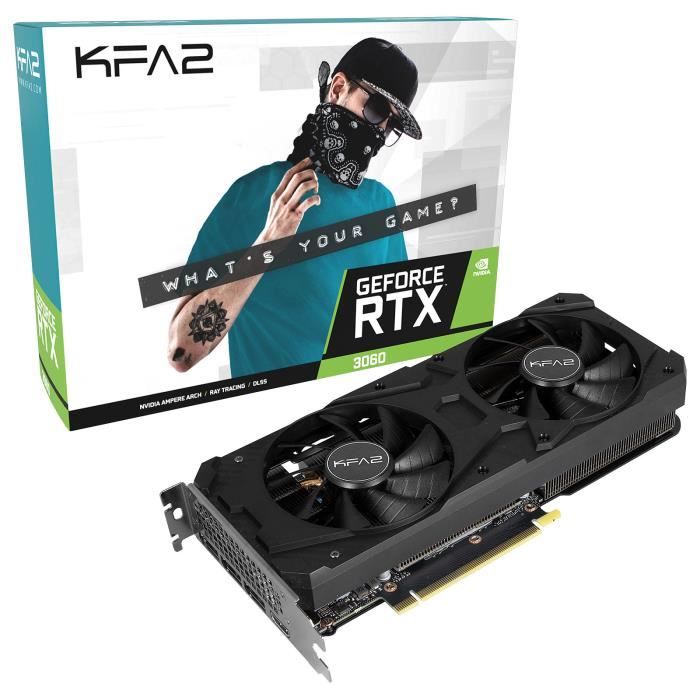 Carte graphique - KFA2 - GeForce RTX 3060 - 8 Go GDDR6 - 1-Click OC - HDMI / DisplayPort - Kfa