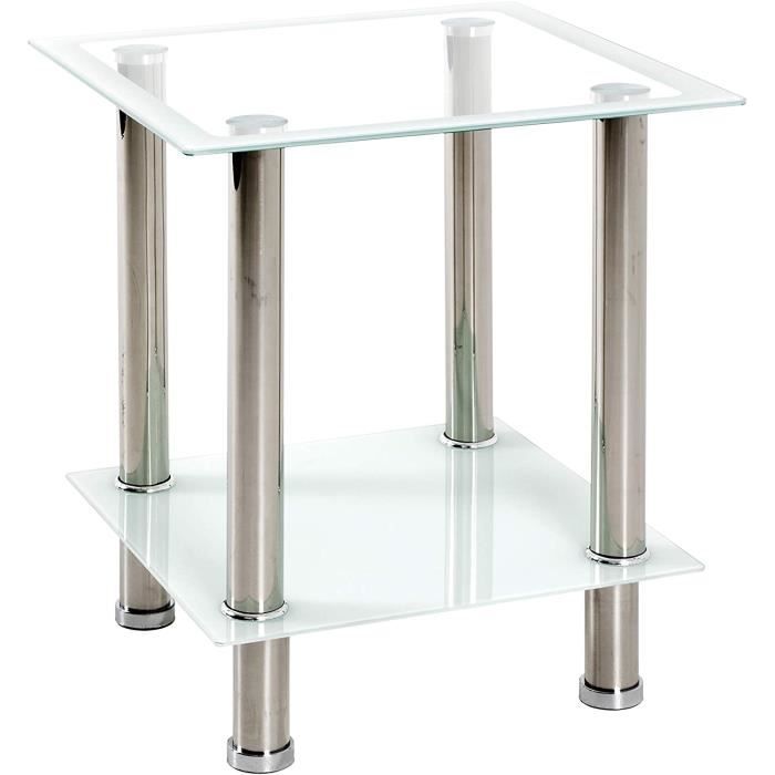 HAKU Möbel Table d'Appoint en Verre Henia 47cm Blanc pas cher