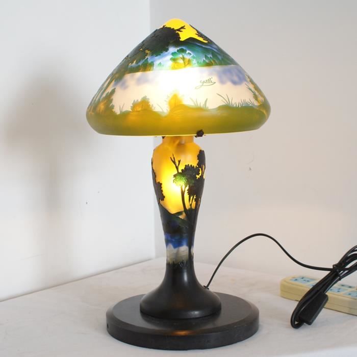 Lampe De Salon Emile Galle Murano Verre Veritable Hauteur 48cm