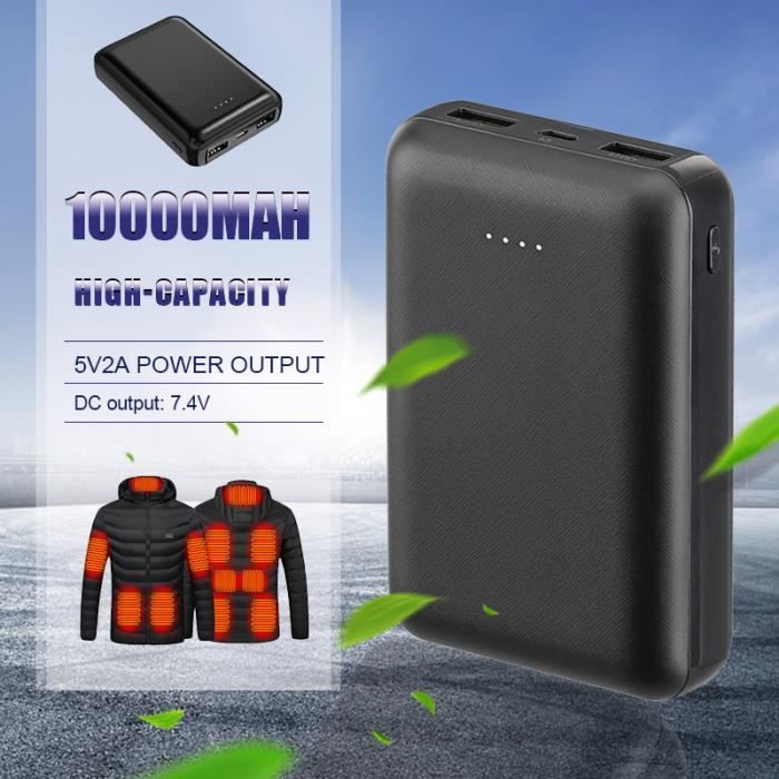 Batterie Externe 10000Mah Pour Vêtements Chauffants, Power Bank Portable  Avec 2 Ports UsbBatterie Externe 5V - 2A, Chargeur P[a1207] - Cdiscount  Téléphonie