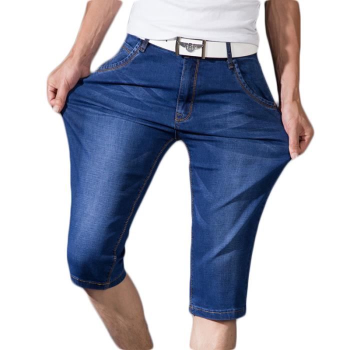 Pantacourt Homme En Jean Classique Grande Taille Skinny Stretch Type Mince Slim Bleu Cdiscount Pret A Porter