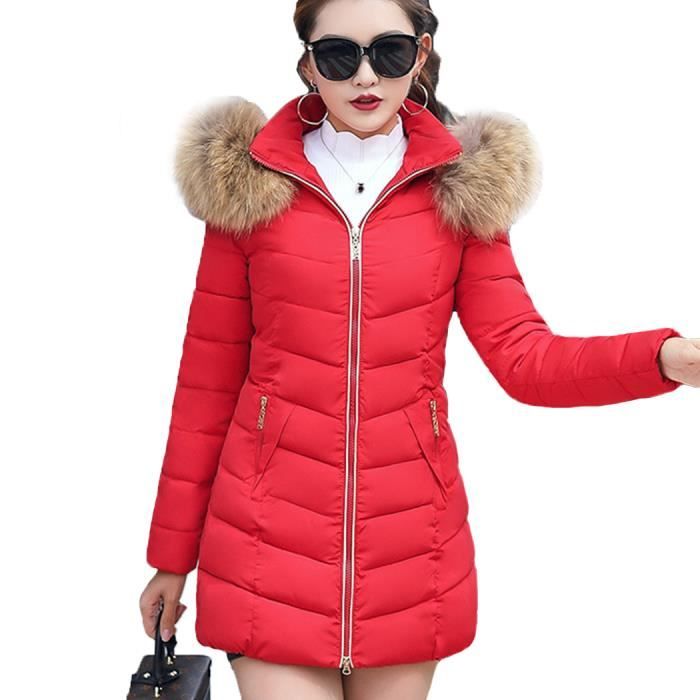 doudoune femme rouge et noir