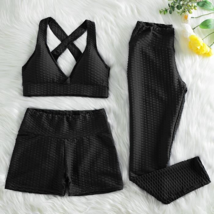 Ensemble Yoga Femme : Soutien-gorge De Sport + Legging Taille Haute Imprimé Léopard Bleu