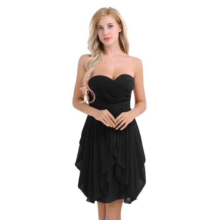 Robe De Mariage Courte Femme Robe Mousseline De Soie Demoiselle D Honneur Taille 34 46 Noir Noir Achat Vente Robe De Ceremonie Cdiscount