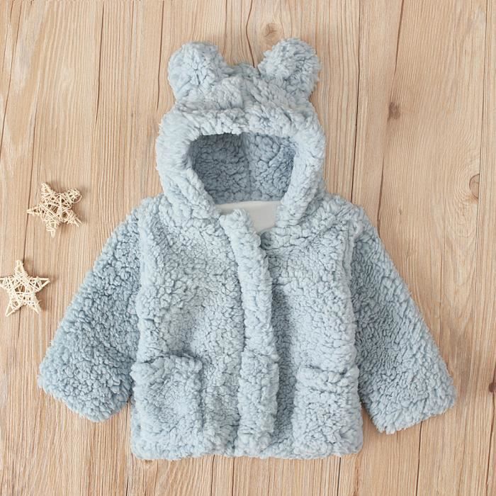 Bleu 0 24 Mois Unisexe Bebe Garcon Fille Manteau A Capuche Ourson En Cachemire Veste A Glissiere En Peluche Hiver Blouson Zippe Bleu Cdiscount Pret A Porter