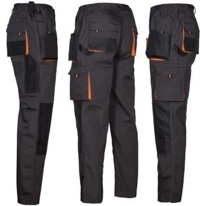 PANTALON DE TRAVAIL HOMME GRIS POCHES GENOUILLÈRES ELYES Gris - Cdiscount  Prêt-à-Porter