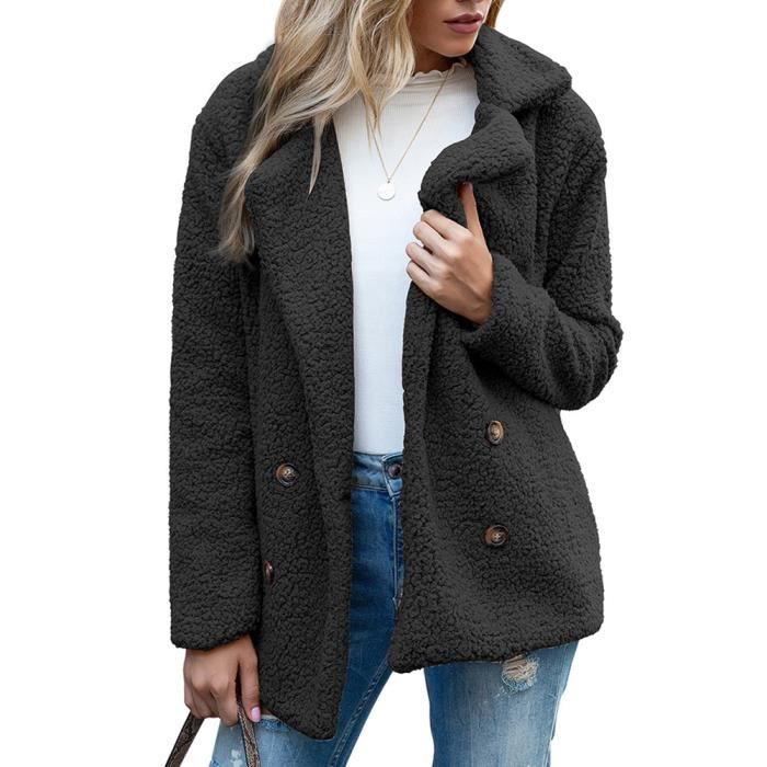 Manteau femme peluche noir on sale