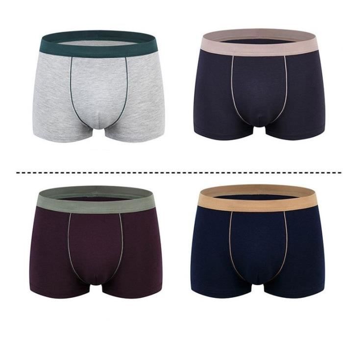 Sous vetement Lot de 4 Boxers en coton pour homme sous vetements de couleur unie grande taille 9XL Type GRDABLNA Blanc Cdiscount Pret a Porter