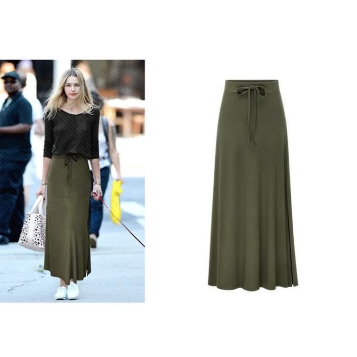 Jupe crayon longue tricotee pour femmes Type Green grande taille noire automne ete 2020