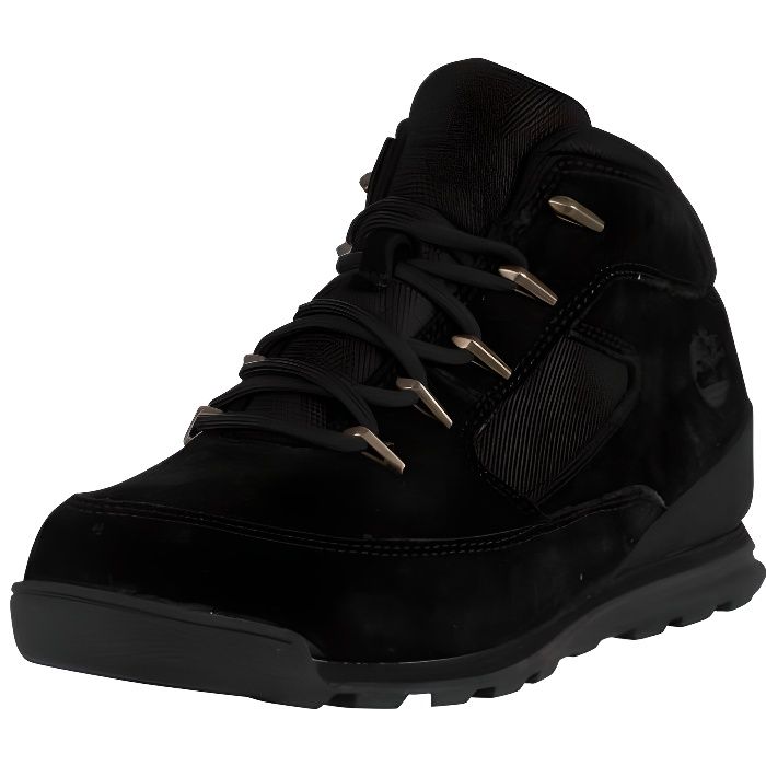 Bottes Homme Timberland Euro Rock Mid Hiker en Daim Noir - Lacets - Tige Moyenne