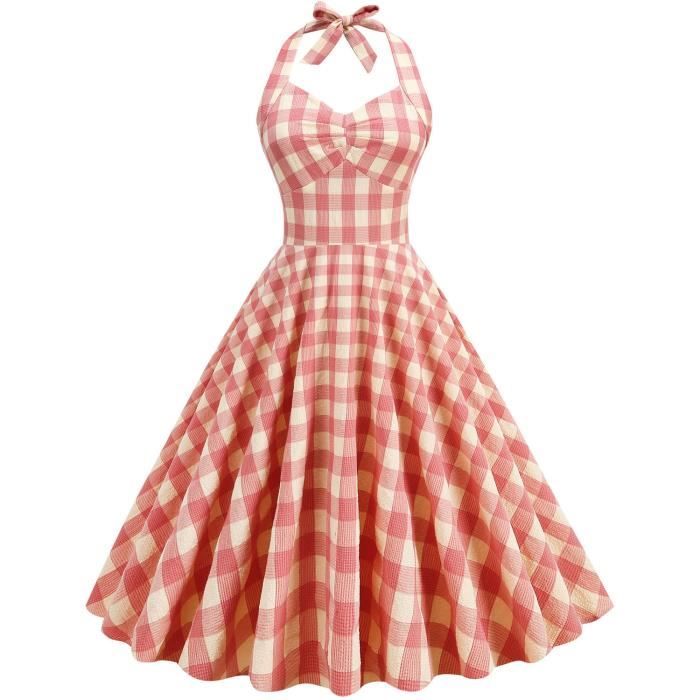 ADOSSAC Robe Audrey Hepburn Vintage 50's Rockabilly - Robe Plissée Évasée Au Genou, Noir