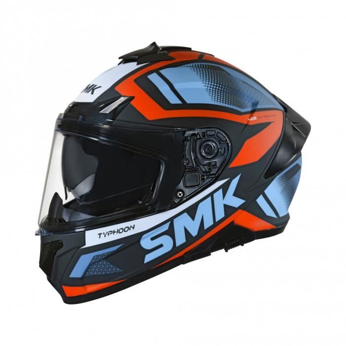 Casque moto intégral SMK Typhoon Thorn - bleu/orange - L