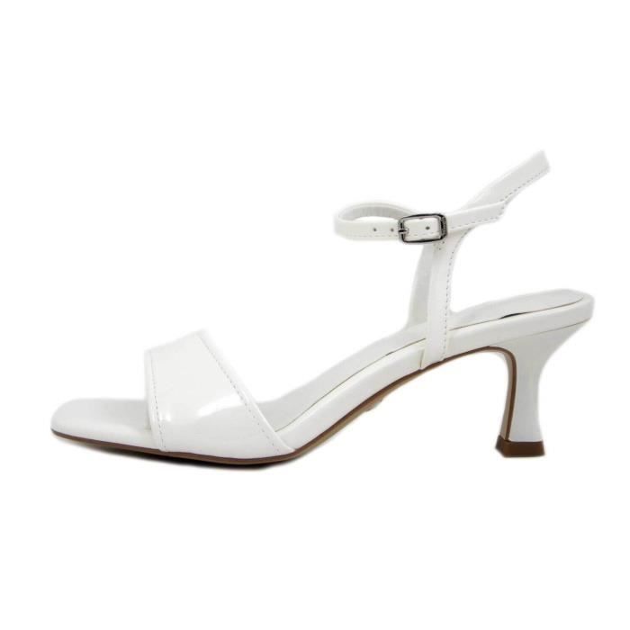Sandale femme blanche en faux cuir verni Tamaris Talon bobine