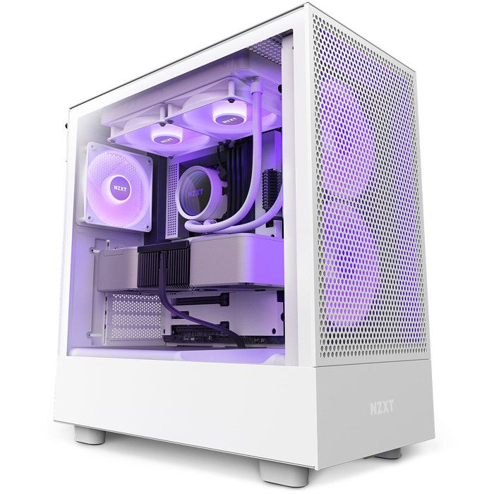 Boitier PC Gamer Blanc RGB Vide Moyen ATX, Tour PC Gaming avec Paroi en  Verre