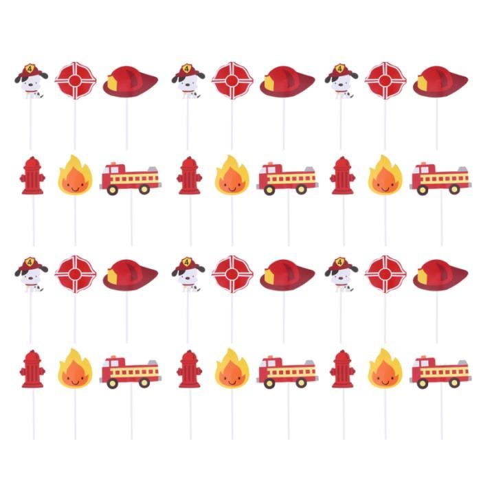 36 Pieces Decorations De Gateau Theme Pompier Drole Chic Ornement Cupcake Pics Pour Anniversaire Jeu Nintendo Switch Cdiscount Maison