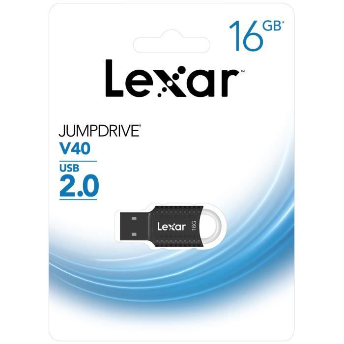 PNJ clé USB 16GO JumpDrive V40 Lexar 2.0 noire 0000000
