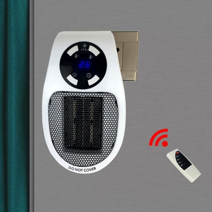 Radiateur soufflant en céramique Smart 500 W, thermostat réglable et minuterie et indicateur LED, chauffage rapide