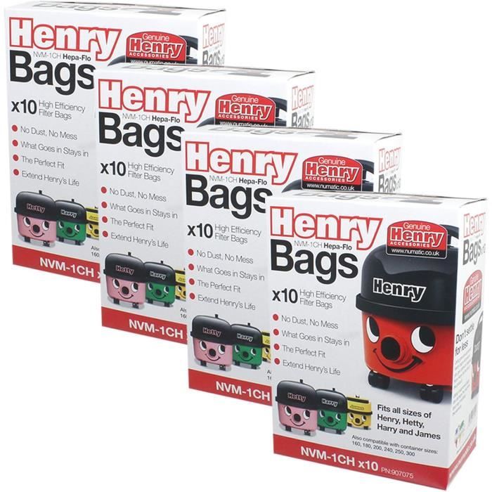 Lot De 10 Sacs Aspirateur Henry Numatic HepaFlo 907075 - Compatible Henry James HVR