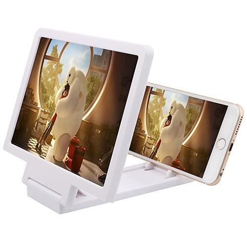 Support Loupe Écran Smartphone - Projecteur Pliable Sans Verre - SHOP-STORY - Blanc