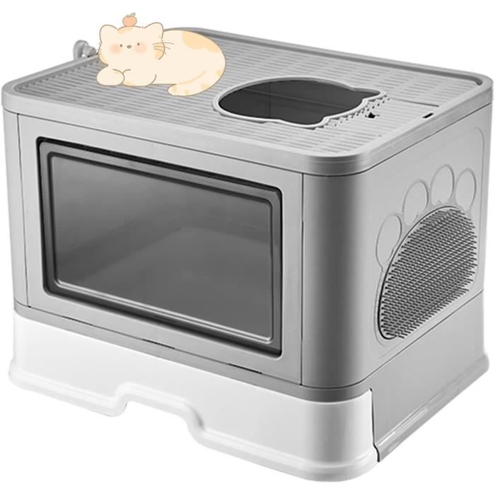 Meilleurs prix pour Bac à Litière pour Chat,Grande Maison de Toilette Chat Pliable avec Couvercle,Bac de Tiroir et Pelle à Litière,Portable,WC pour 38