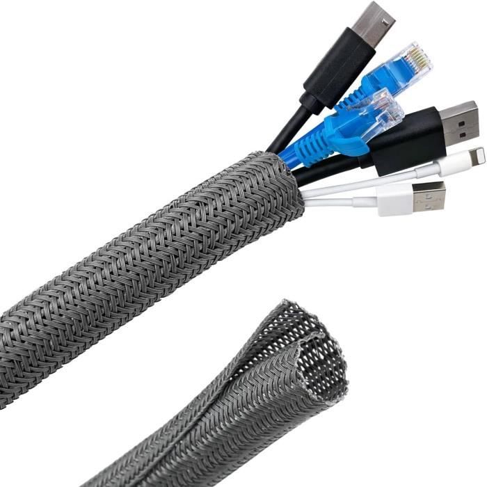 Gaine de câbles tissé souple et ajustable - HOMEPROTEK - 3M - Diamètre