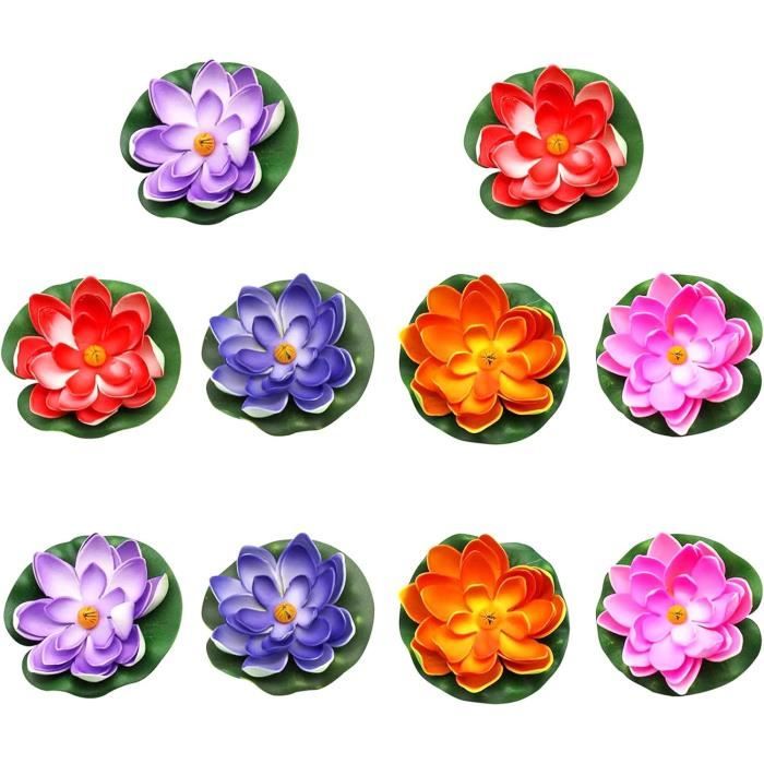 ROSENICE Lot De 10 Feuilles De Lotus Artificielles Flottantes 18 Cm – Décoration Naturelle Pour Aquarium, Étang Et Scène