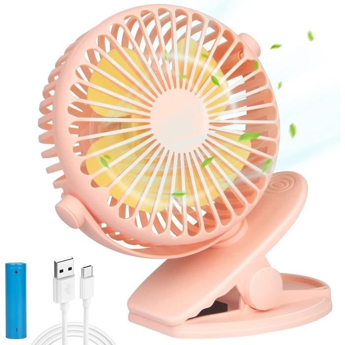 AXFEE Mini Ventilateur à Pince Ultra Puissant Et Silencieux – 360° Rotation, 3 Vitesses, USB Portable Pour Bureau, Chambre, Cuisine Ou Voyages