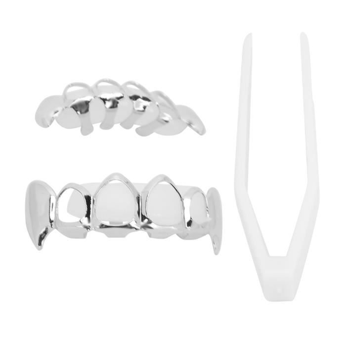 Grills Dents Hip Hop Argent - Kit Décoration Dentaire Pour Halloween, Festivals Et Concerts De Musique