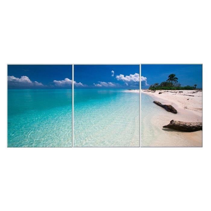 Tempsa 3pcs Tableau Peinture A L Huile Paysage Bord De Mer Moderne Toile Maison Murale Avec Cadre Achat Vente Tableau Toile Cdiscount