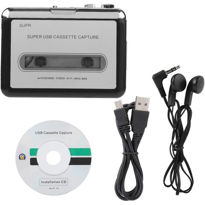 LECTEUR CONVERTISSEUR DE CASSETTE AUDIO VERS PC AU FORMAT MP3 VIA PORT USB
