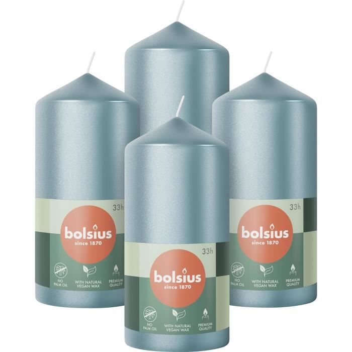 Lot Bougies 12 Pièces Bougies Pilier Bleu Royal 12x6cm - Lot De 12, 40h Brûlage Bougies Cire Paraffine 40h