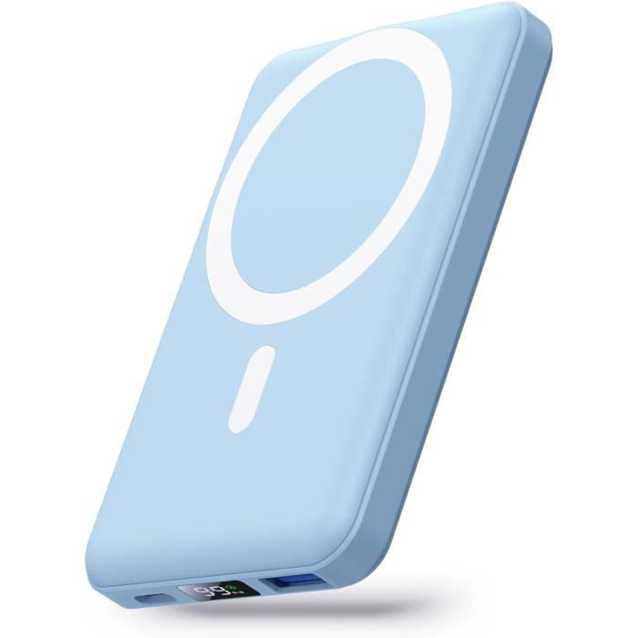 Power Bank Magnétique 10000 MAh – Charge Sans Fil MagSafe Pour IPhone 12-16 – PD 20W, écran LED – Avec Câbles Type-C Et Lightning - 3