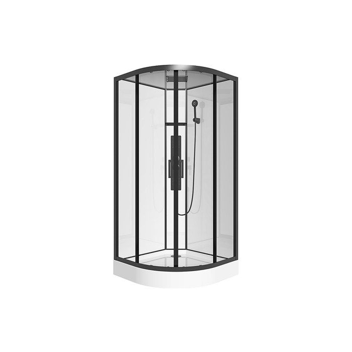 Cabine de douche hydromassante en quart de cercle - L90 x l90 x H215 cm - SOLENA