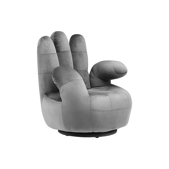 Fauteuil main pivotant CATCHY en velours - Anthracite Fauteuil main pivotant CATCHY en velours - Anthracite