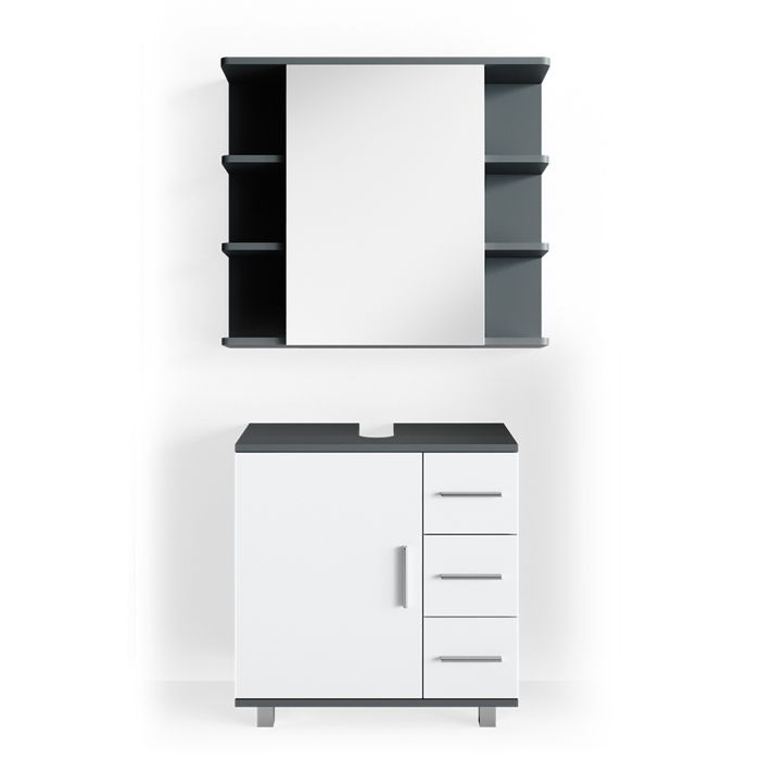 Vicco Meubles Bain Ilias, Blanc/Sonoma, 3 Pièces, Avec Armoire Basse 80 Cm 93231695