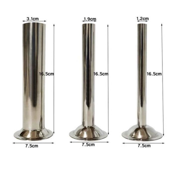 3 Tubes Remplissage Saucisses En Inox - Pour Hachoir Taille 8 - Diamètres 1.2cm, 1.9cm, 3.2cm