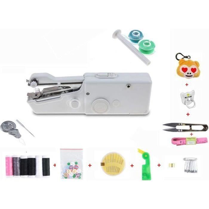Mini Machine à Coudre Portable Manuelle - Pour Débutants, Enfants, Réparations Rapides - Alimentation Piles - Taille 21x7x3.5 Cm