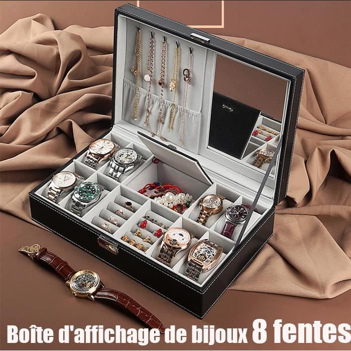 Boîte à montres Coffret bijoux montre cuir homme Cadeau Boite rangement montres  8 fentes HB017 , - Achat/vente boite a montre - Cdiscount