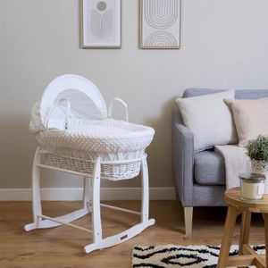 Support à Bascule Pour Couffin Clair De Lune - En Pin Naturel - Apaisement Bébé - Hauteur Réglable