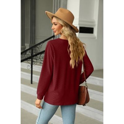 Pull Femme Col V Grande Taille - Tunique Léger Automne Style Cachemire