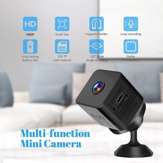 Spyfocus Mini Caméra De Sécurité Magnétique Sans Fil HD 1080p Avec