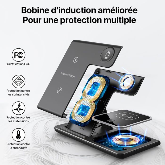 Zens Station De Charge Sans Fil 4-en-1 - Serie Aluminium - Support De Chargement Sans Fil Apple Watch Blanc